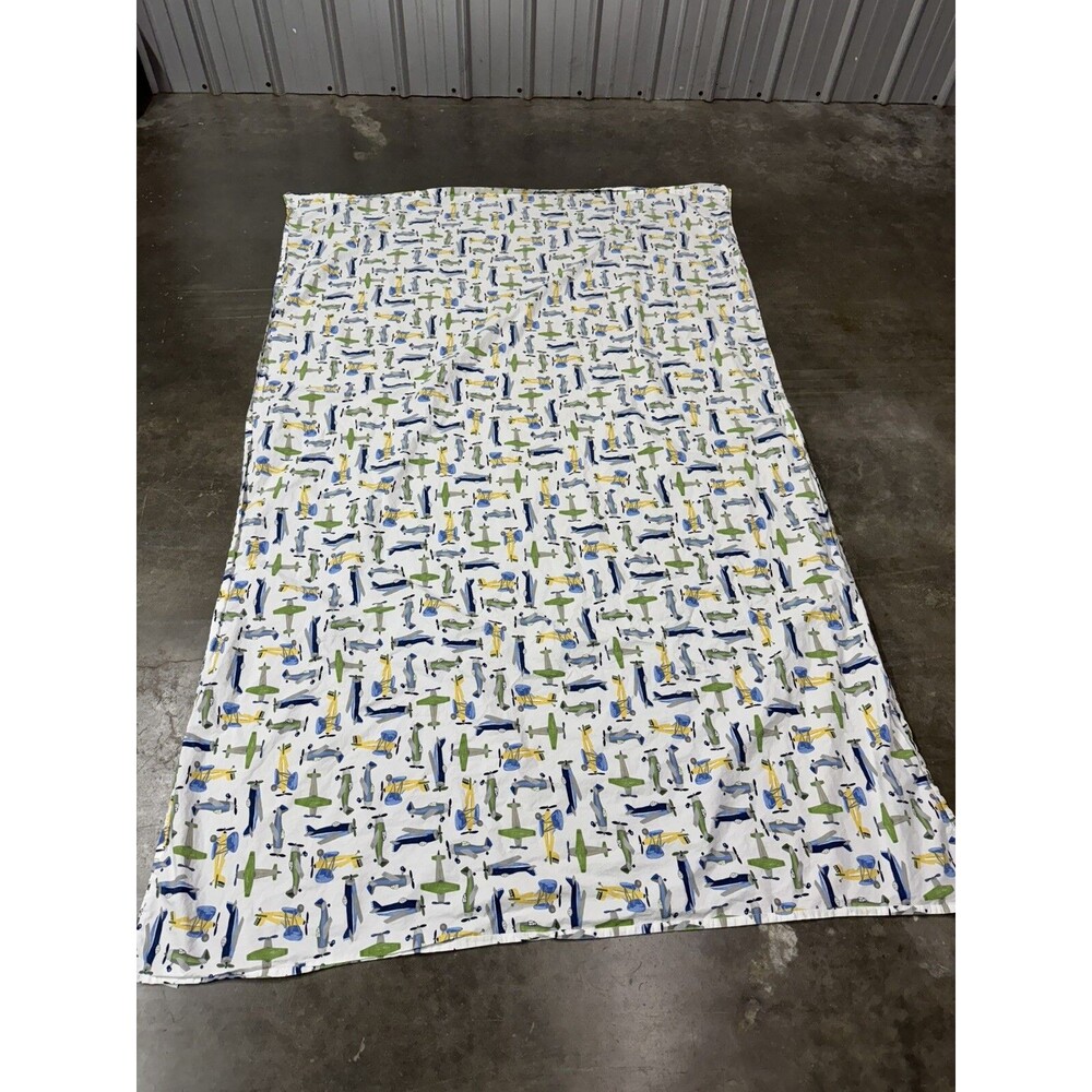 Pottery Barn Kids Twin Flat Sheet Multi Color Airplanes No Holes or Stains
